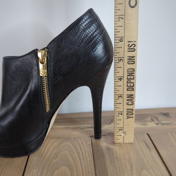 Michael Kors Black Leather Stiletto Heel Ankle Boots - Picture 6 of 11
